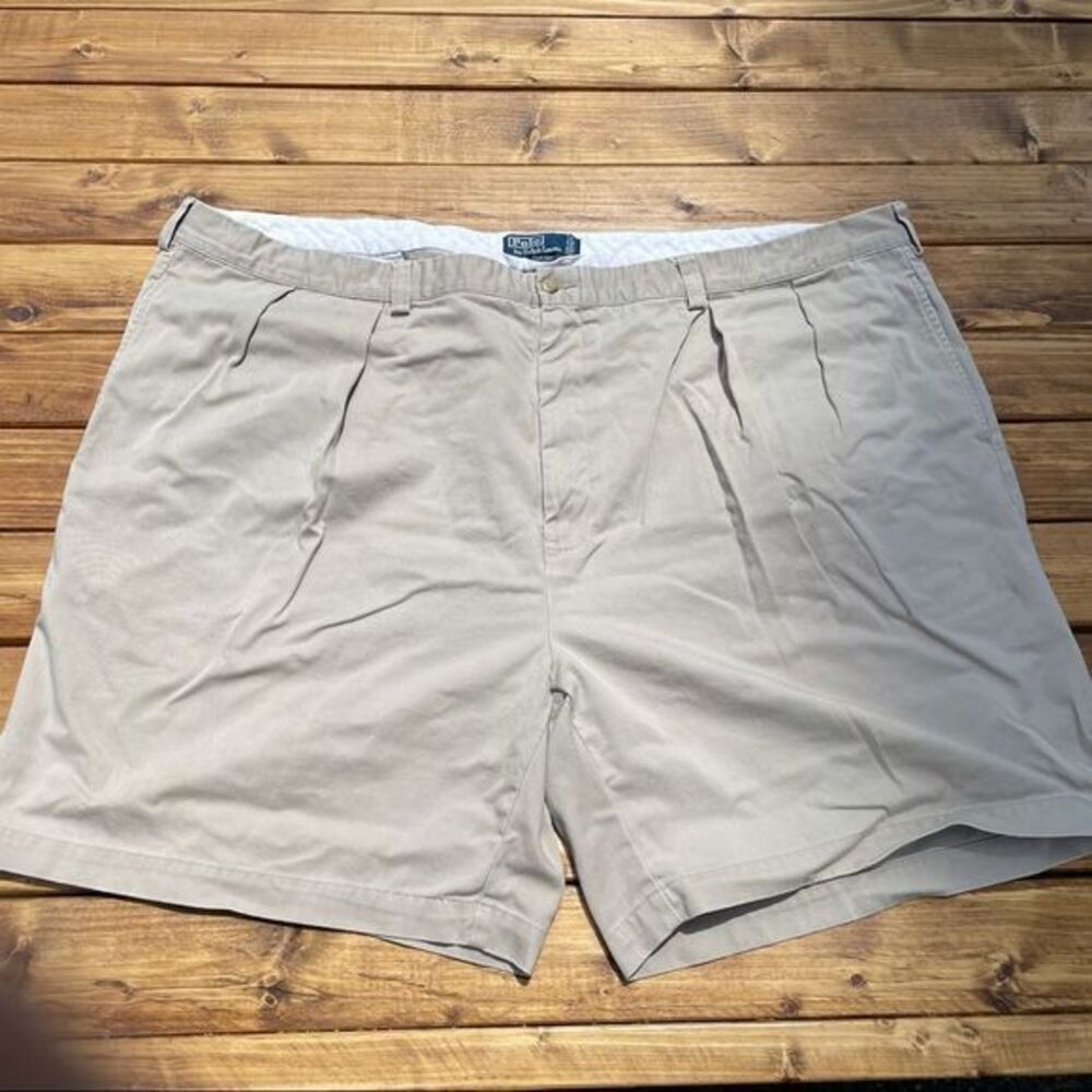 Polo by Ralph Lauren Mens Tan 54 Pleated Tyler Shorts in EUC